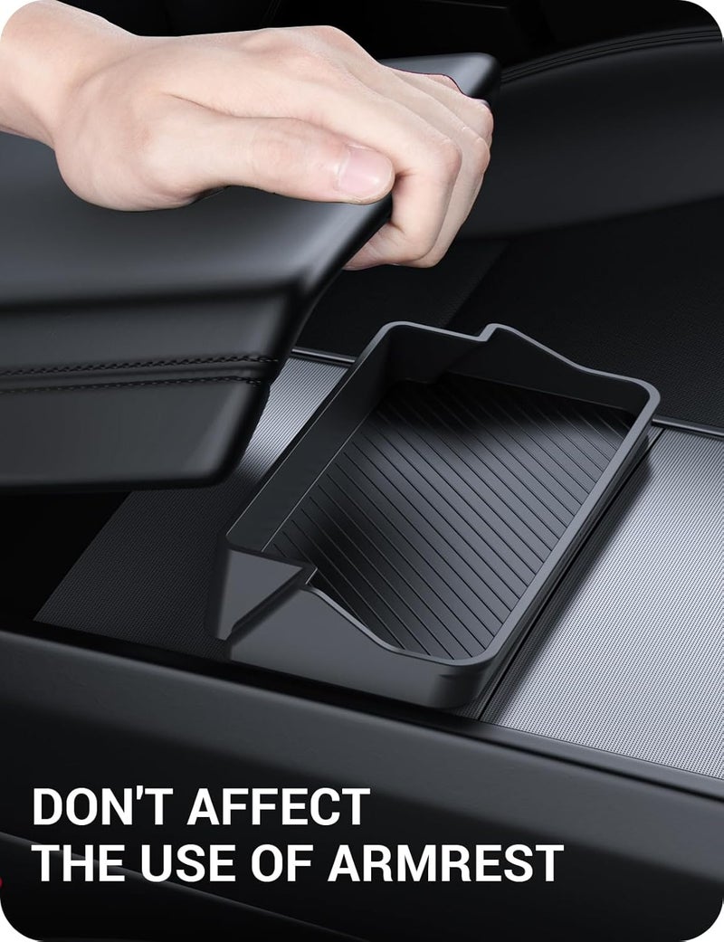 Basenor 2026 Tesla Model Y Model 3 Center Console Sunglasses Holder, Armrest Key Holder Storage Box for 2025 2026 Model Y Juniper 2024 2025 2026 Tesla 3 Highland - Image 4